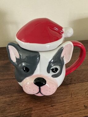Lang Figural Santa Dog Mug French Bulldog/Boston Terrier Christmas
